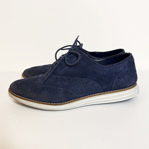 Cole Haan Blue Suede Original Grand Wing II Sneakers W05152 - Picture 4 of 8